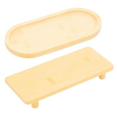 Imagem de Petisqueira Oval e Bandeja Retangular com Pé Petiscos Nature Lyor Bamb