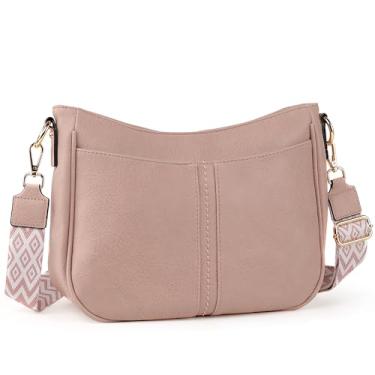 Imagem de TAN.TOMI Bolsas transversais para mulheres bolsas de couro vegano para mulheres Hobo Bolsa de ombro para mulheres para compras e trabalho, Rosa empoeirado