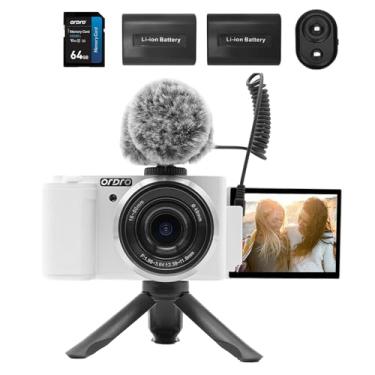 Imagem de ORDRO Câmera digital G930 para criadores de conteúdo, câmera vlogging 5K 16-80 mm, câmeras de grande angular para fotografia, vlogging e YouTube com tela flip, foco automático, filtros com microfone,