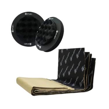 Imagem de Kit Isolamento Acústico Veicular com 5 Mantas 46x80cm + 2 Anéis Direcionadores de Som 6,5"