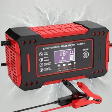 Imagem de Carregador de Bateria 12v Inteligente com Display informativo Para Carro, Moto, Caminhao – Bivolt com Proteção Contra Super Aquecimento, Sobrecarga Curto Cirquito - Linha Premium