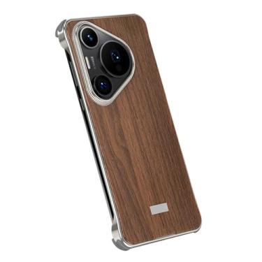 Imagem de FWYANZH Capa de metal para Huawei Pura 70 Pro +/70 Pro/70, capa de proteção fina magnética sem borda grão de madeira à prova de choque, latão, 70 Pro
