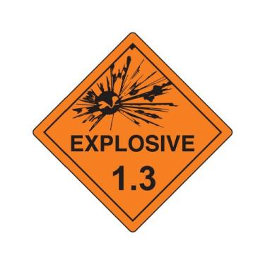 Imagem de ComplianceSigns. Placa com DOT Explosive 1.3, 27,3 cm magnético para materiais perigosos