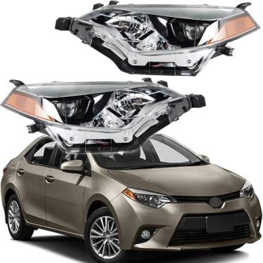 Imagem de LABLT Substituição de montagem do farol de halogênio lado esquerdo e direito para farol Corolla 2014 2015 2016 Par de faróis de motorista e passageiro