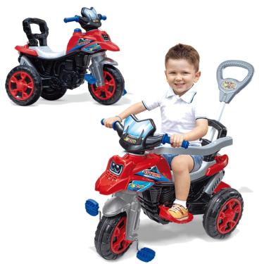 Imagem de Moto Trail Infantil 2 em 1 Maral com Pedal e Empurrador Vermelha