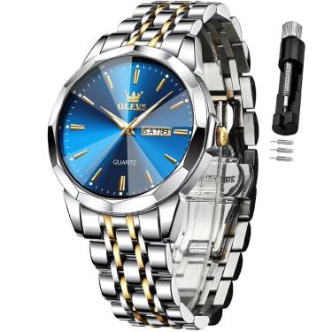 Imagem de Relógio OLEVS Silver para homens, vestido de negócios, quartzo analógico