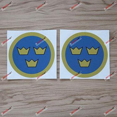 Imagem de 2 adesivos refletivos de 10 cm da Força Aérea Sueca em vinil para carro da Suécia