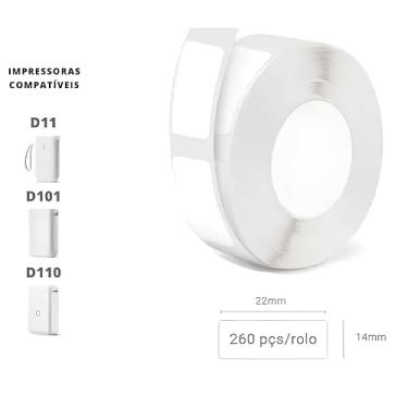 Imagem de 1- ROLO DE ETIQUETA NIIMBOT 14x22 COR: BRANCO - 260 ETIQUETAS PARA IMPRESSORAS D11/D101/D110