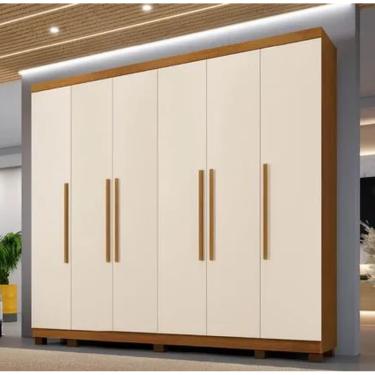 Imagem de Guarda Roupa Casal 6 Portas Atlanta Benetil Móveis - Cinamomo/Off