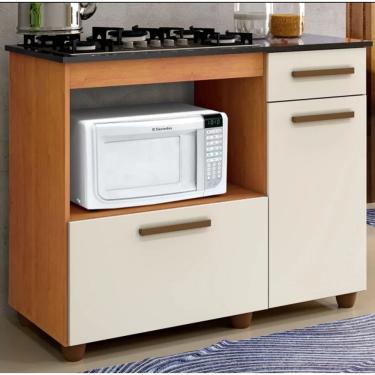 Imagem de Balcão Cooktop/Forno Violeta Kaiki Móveis - Nature/Off