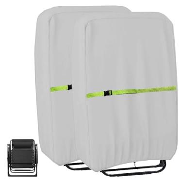 Imagem de Capa de cadeira dobrável para ambientes externos com gravidade zero 600D, à prova d'água, dobrável, capa para cadeira reclinável de gramado, capas de móveis de pátio – pacote com 2 capas de 71 cm L x