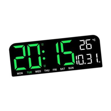 Imagem de Generic Relógio de parede digital grande Relógio de parede grande moderno com data, temperatura e temporizador para sala de estudo, casa, loja, quarto, Verde