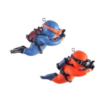 Imagem de 2 Enfeites Mergulhador Azul e Laranja Flutuante De Aquário