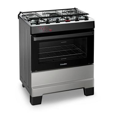 Imagem de Fogão a Gás Mesa Inox Super Chama Tampa de Vidro Forno 84L Limpa Fácil e Acendimento Automático IDEAL Top  T5IAI Cor Inox 5 bocas Bivolt