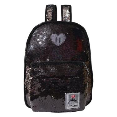 Imagem de Mochila Escolar Juvenil Republic Vix By Chenson Casual Paetê, Preto