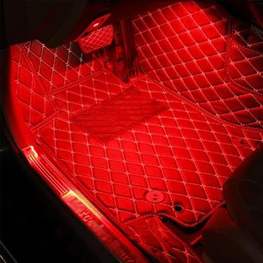 Imagem de QAUBEN Kit de iluminação ambiente para área dos pés de carro RGB USB 16,7 milhões de cores Som música ativa Sincronização Controle por aplicativo Interior do carro Luz ambiente para área dos pés