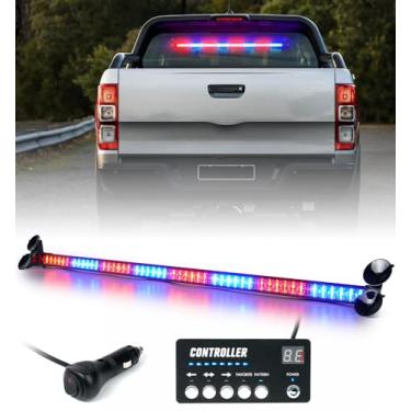 Imagem de LUMENIX Barra de luz estroboscópica do conselheiro de trânsito de 90 cm para caminhões com controlador 48 LEDs barra de luzes de segurança intermitentes de emergência para veículos carros construção