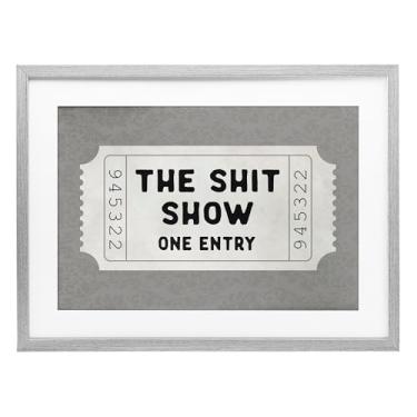 Imagem de Stupell Industries Sh*t Show Entry Ticket Impressão Emoldurada Cinza Design sob Vidro por Lettered and Lined, 17 x 23
