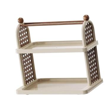 Imagem de IEUDNS Suporte para canecas de café, prateleira de armazenamento para copos, organizador de cosméticos para presente versátil, porta-copos para escritório, Creme Branco 2 Camadas