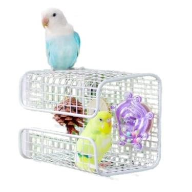 Imagem de Plataforma de metal para gaiola de pássaro, design totalmente à prova de mastigação, brinquedos de túnel de pássaros para periquito de periquito Lovebird Budgie Conure, calopsita caique, acessórios de