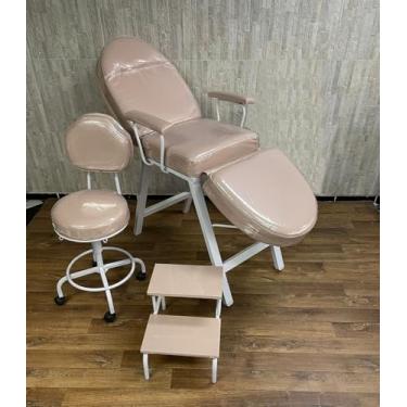 Imagem de Kit Maca Estetica Plastificada 3 Peças - Maca/Mocho/Escadinha