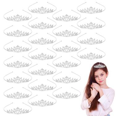 Imagem de Tobeelec 24 peças de coroa de tiara de cristal, tiaras a granel para meninas, coroa de princesa com strass, tiara de cristal prata para meninas, mulheres, casamentos, festas, toucados de formatura