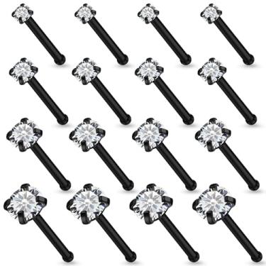 Imagem de Lsnevsie 18G, 20G, 22G, 24G, piercing de nariz, joias para mulheres, aço cirúrgico 316L, parafuso em forma de L, diamante reto, zircônia cúbica, piercing de narina, joias para mulheres e homens