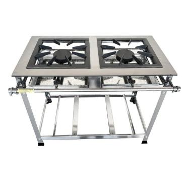 Imagem de Fogão Industrial 2 Bocas 40x40 P8 AP em Aço Inox Leona