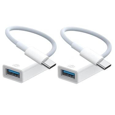 Imagem de Pacote com 2 adaptadores USB-C para USB da Apple, certificado MFi Tipo-C para USB 3.0 OTG compatível com iPhone 17/16/15, MacBook Pro Air, iPad Pro/Air, iMac, Surface, Galaxy S24 e mais (pacote com 2)