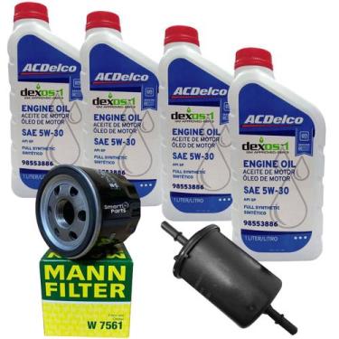 Imagem de Kit Revisão 4 Litros Óleo 5w30 AcDelco Dexos 1 + Filtros Óleo e Combus