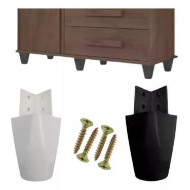 Imagem de Pés Plástico 6,5cm Resistentes Armário Estante Cômoda Guarda Roupa Fix