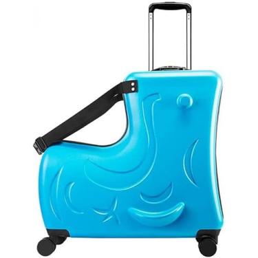 Imagem de Mala De Viagem Sentada Para Crianças Sobre Rodas Para Crianças 20/24 Polegadas Slide Rolling Bagagem Viagem Carrinho De Cavalo De Madeira Caso De Viagem De Bebê Valise, A, 20 inches