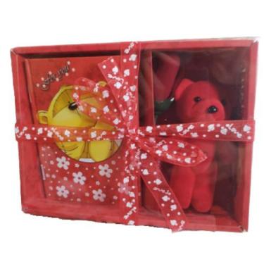 Imagem de Kit Dia Dos Namorados Caixa C/ Laço Urso Rosa Bloco De Notas - Cim