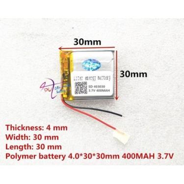 Imagem de Bateria 3.7v 400 Mah 4mm X30mm X30mm 2 Fios 403030 - bgb