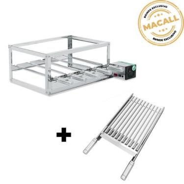Imagem de Churrasqueira Giratória Inox 5 Espetos 2 Andares ECO + Grelha Argentin