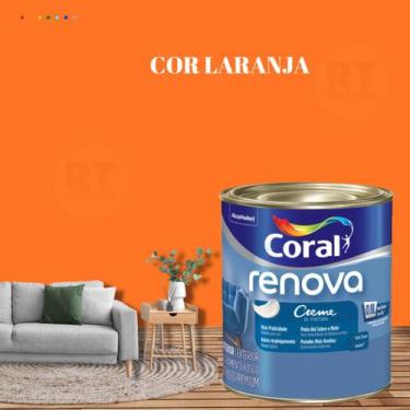 Imagem de Tinta de Parede Acrílica Coral Renova Cor Laranja 800ml Lavável Premiu