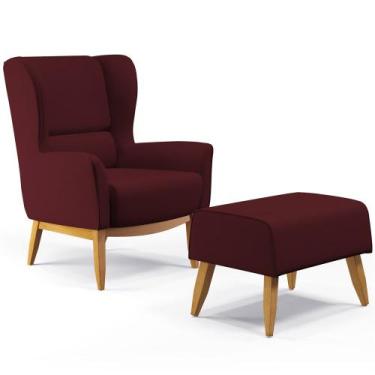 Imagem de Kit Poltrona Decorativa Milena D02 com Puff Viseo Veludo Marsala D-278