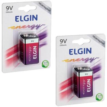 Imagem de 2 Bateria Elgin Recarregável 9v 250mah Até 1000 Recargas