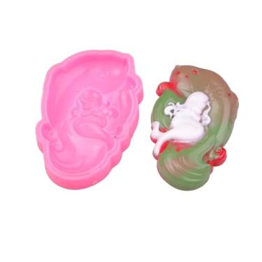 Imagem de Angel Wings Molde de silicone de sereia de peixe, moldes de resina, super brilhante, molde de fundição de resina epóxi, moldes de decoração de bolo de chocolate para artesanato DIY