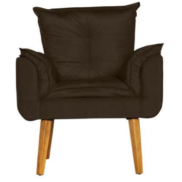 Imagem de Poltrona Para Sala Decorativa Opala Veludo Marrom - Cintatex