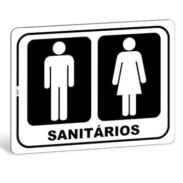 Imagem de Placa de Sinalização Sanitários Unissex Masculino Feminino Banheiros