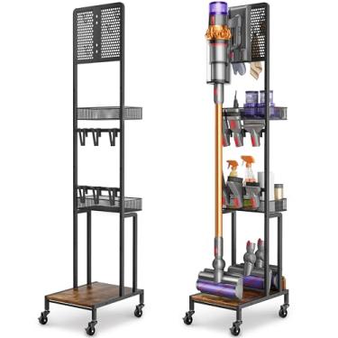 Imagem de Suporte a vácuo para Dyson V15 V12 V11 V10 V8 V7 V6 Gen5, base de pé com suporte de acessórios, acessórios de vácuo para peças de reposição Dyson, estação de ancoragem de chão com organizador de