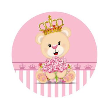 Imagem de Painel de Lona Redondo Ursinha Princesa Coroas - Fabrika de Festa, 170