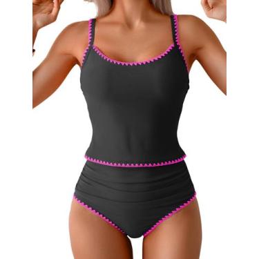 Imagem de Maiô Tankini Femenie Tummy Control, cintura alta franzida - Eomenie