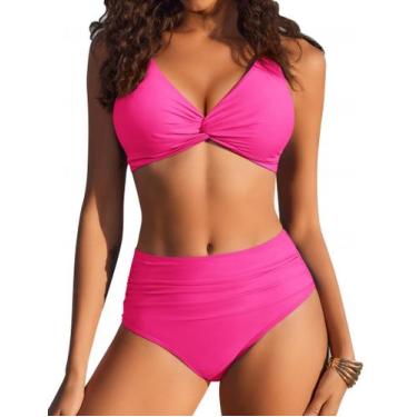 Imagem de Conjunto de biquíni AI'MAGE High Waisted Tummy Control Hot Pink