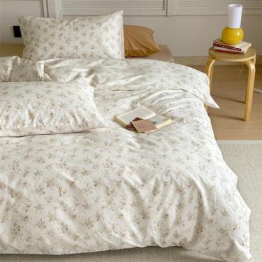 Imagem de Conjunto de capa de edredom MOTNTD Floral Full Size Coquette Off White