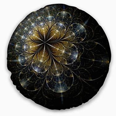 Imagem de Sala de estar, sofá, almofada + capa de almofada impressa em ambos os lados 50,8 cm da Designart grande Mystic Golden Fractal Flower