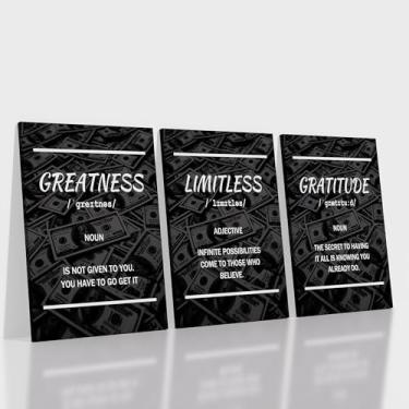 Imagem de Pôster inspirador arte de parede grandeza ilimitada gratidão positiva empreendedor citações impressas em tela pintura motivacional para sala de estar, academia, escritório, esticada e emoldurada [152