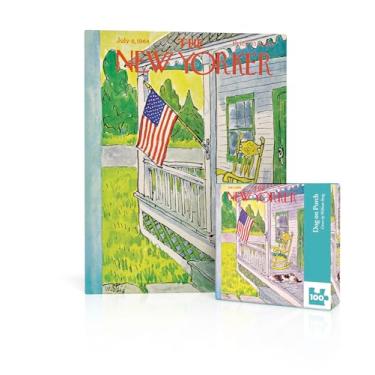 Imagem de New York Puzzle Company - Mini quebra-cabeça New Yorker Dog on Porch - 100 peças para noites de jogos em família