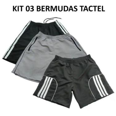 Imagem de Kit 03 Bermudas Masculina Tactel - 38 ao 44, Academia , Lazer, Treino 